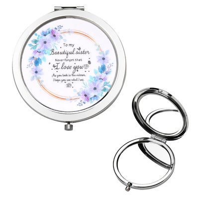 Christmas Birthday Gifts for Sister from Sister To My Sister Compact Mirror for Purse Big Little Bonus Sister Gift Unique Sentimental I Love You Gifts for Sister in Law Makeup Mirror for Sister