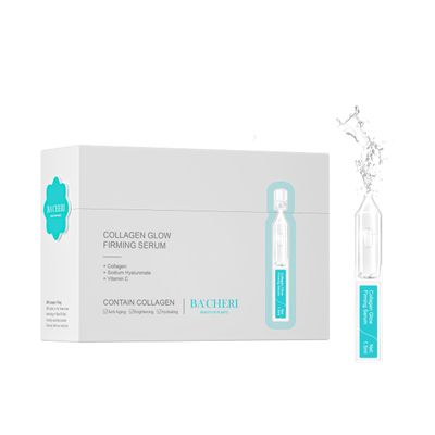 BACHERI Collagen Glow Firming Face Serum Ampoule with Soluble Collagen, for reducing dry &amp; fine lines, brightening &amp; Hydrating Facial Serum with Centella Asiatica Extract, 30 Pcs/Box