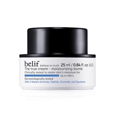 belif The True Cream Moisturizing Bomb 25ml, 48hrs of Moisture &amp; Hydration, Peptide, Ceramide, Squalane, Restores Skin Barrier, Daily Face Cream, For All Skin Types, Korean Skin Care Moisturizer