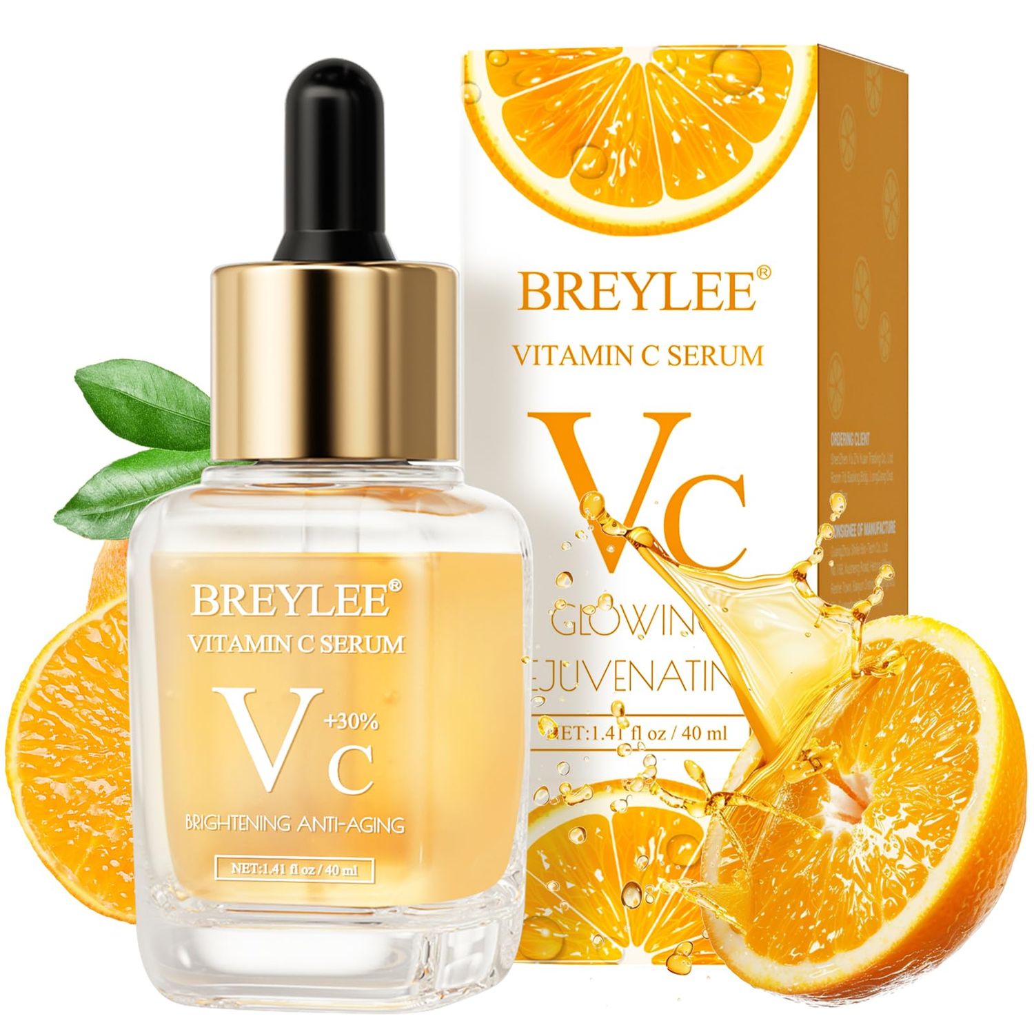BREYLEE Vitamin C Serum for Face &amp; Eye (1.4 oz) for Brightening Skin,Dark Spot Remover,Reduce Wrinkle,Anti Aging,Moisturizer with Hyaluronic Acid,Vitamin E,Retinol