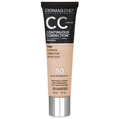 Dermablend Continuous Correction Tone-Evening CC Cream Foundation SPF 50+, Full Coverage Foundation Makeup &amp; Color Corrector, Non-Comedogenic , 1 Fl Oz (Pack of 1)