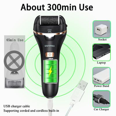 Electric Foot Callus Remover- Long Service Time, Rechargeable Electronic Foot File- Ideal Gift, Professional Pedicure Tools, Waterproof Foot Scrubber, Pedicure Kit Feet Care for Dead Skin (Black)