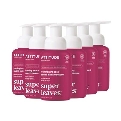 ATTITUDE Foaming Hand Soap, EWG Verified, Plant and Mineral-Based Ingredients, Vegan and Cruelty-free Personal Care Products, Herbal Musk, 10 Fl Oz (Pack of 6)