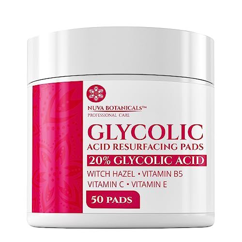 20% Glycolic Acid Pads (50 Pads) - Exfoliating Pads for Face Chemical Peel for Face at Home - Glycolic Acid Peel Exfoliating Face Pads - Acne Pads Facial Peel Face Exfoliating Pads with Vitamin C