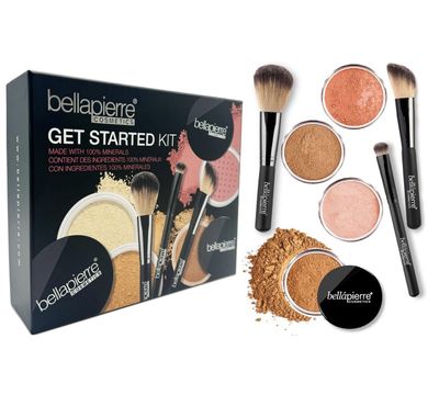 bellapierre Get Started Kit | Includes 2 Mineral Foundations, 1 Blush, &amp; 1 Bronzer | Mineral Makeup Essentials | Non-Toxic and Paraben Free | Oil and Cruelty Free | Long Lasting Formulas - Deep