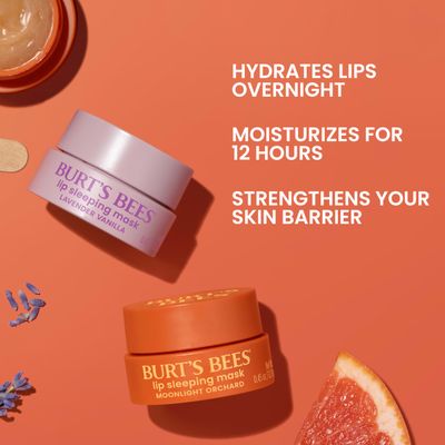 Burts Bees Valentines Day Gifts, Lavender Vanilla Lip Sleeping Mask, With Hyaluronic Acid and Squalane Moisturizer To Instantly Hydrate Lips, Overnight Lip Mask, Lip Treatment, 0.45 oz.