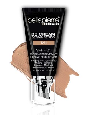 bellapierre BB Cream with SPF 20 - Tinted Sunscreen, Concealer, Matte Foundation, &amp; Moisturizing Face Cream | Lightweight Formula + Pump Top Applicator | Non-Toxic &amp; Paraben Free | 1.7 Oz - Tan