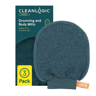 Cleanlogic Sport Exfoliating Face &amp; Body Grooming Mitt, Assorted Colors, 3 Count
