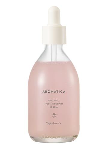 AROMATICA Reviving Rose Infusion Serum 3.38oz / 100ml, Vegan, Rejuvenating Hydration Serum, Vitality Serum for dry skin | with Damask Rose Water and Rose Oil