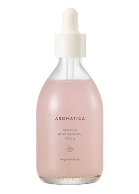 AROMATICA Reviving Rose Infusion Serum 3.38oz / 100ml, Vegan, Rejuvenating Hydration Serum, Vitality Serum for dry skin | with Damask Rose Water and Rose Oil