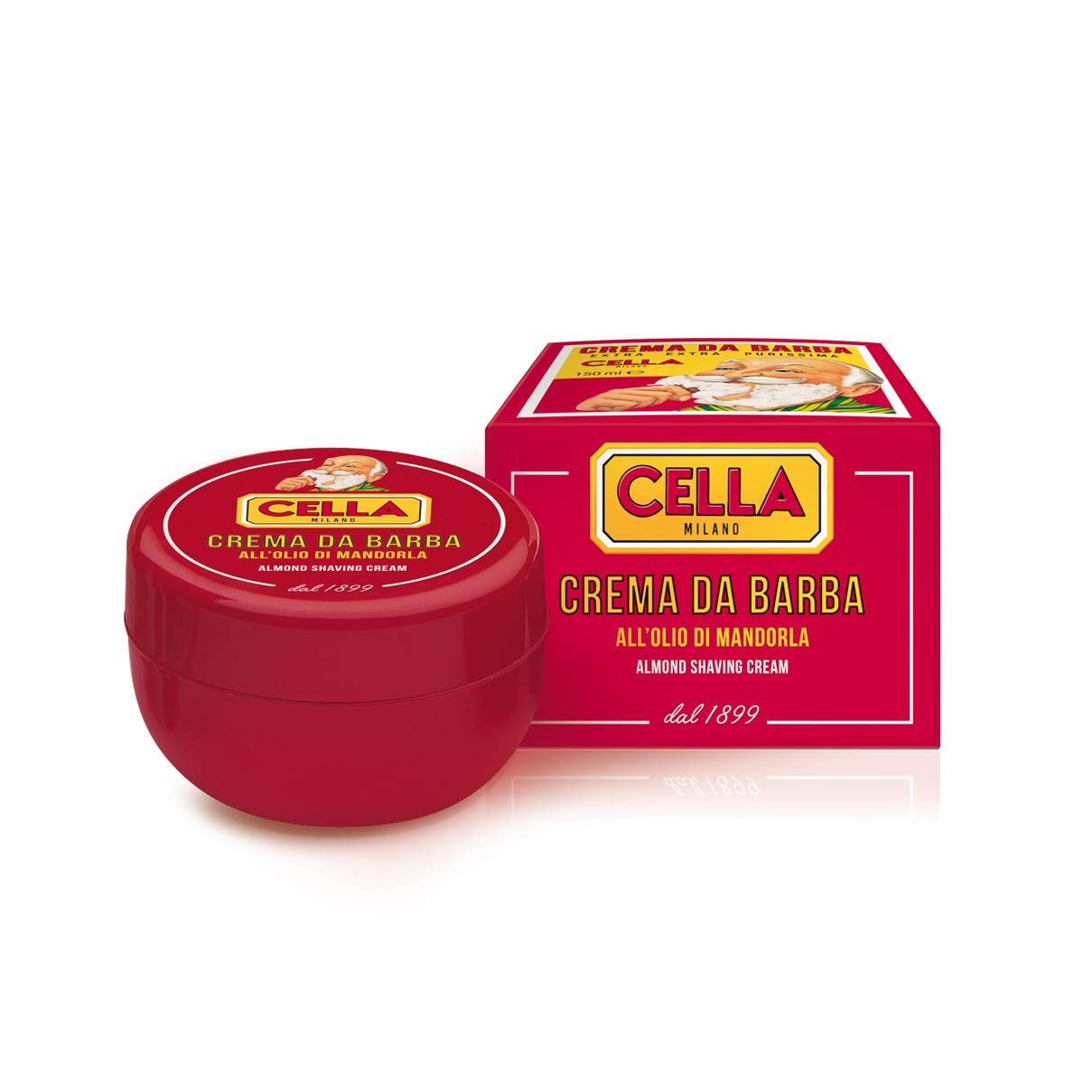 Cella Milano Classic Almond Shave Cream/Soap with Tallow, 150 gm, Made in Italy, A favorite of European Barbershops for 125 Years