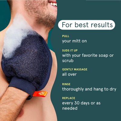 Cleanlogic Sport Exfoliating Face &amp; Body Grooming Mitt, Assorted Colors, 3 Count