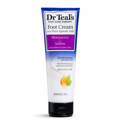 Dr. Teals Pure Epsom Salt Foot Cream Gift Set (4 Pack, 8oz Ea.) - Moisturize &amp; Soften with Shea Butter &amp; Aloe Vera Essential Oils - Eases Aches &amp; Pains, Promotes Healthy Looking Skin