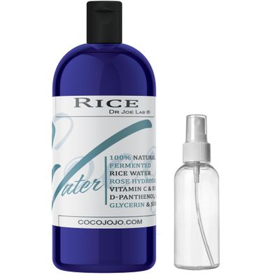 Dr Joe Lab Rice Water Growth Mix - Nourishing Toner with Rose Hydrosol Aloe Vera Face &amp; Scalp Essence Rice Extract Pro Vitamin B5 Oily Skin Alcohol-Free Spray Spritz (32 oz &amp; Empty Sprayer)