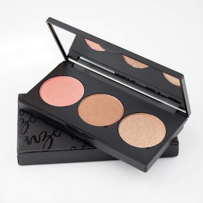 Frankie Rose 3 Shade Blush And Bronzer Palette With Compact Mirror | Hypoallergenic, Full-Coverage Matte Face Bronzer Contour Powder With Shimmer