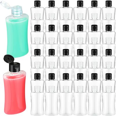 Domensi 36 Pcs 3.4 oz Travel Bottles with Flip Cap Clear Plastic Travel Size Containers Portable Leak Proof Squeeze Bottle Refillable Empty Cosmetic Containers for Liquid Shampoo Lotion (Black, Clear)