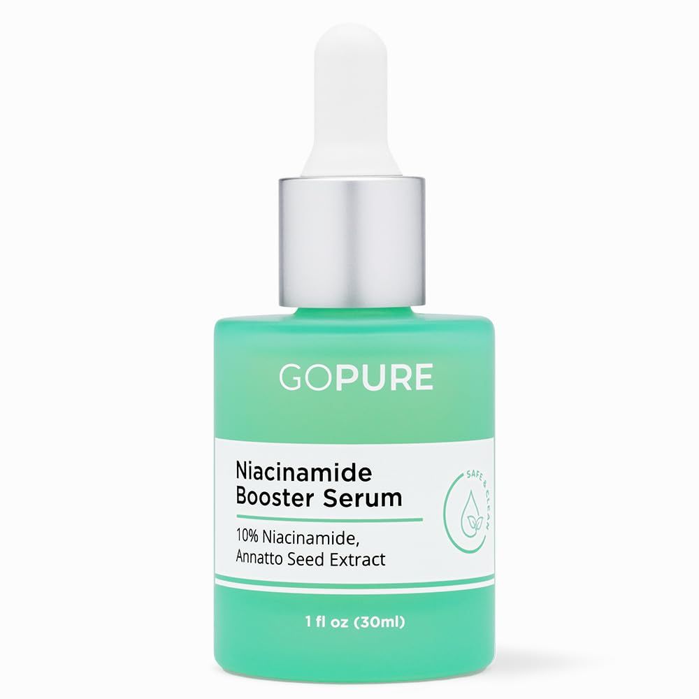 goPure 10% Niacinamide Serum Booster - Redness Reducing Skin Care, Reduces the Look of Skin Discoloration and Large Pores in Soothing Formula with Natural Extracts to Even Skin Tone - 1 fl oz