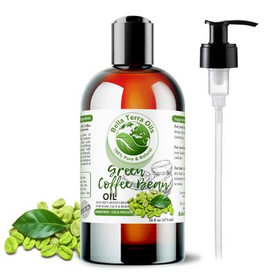 Bella Terra Oils - Green Coffee Bean Oil 16oz - Harness the Purity of Coffee Serum Ingredients, Enriched with Potent Acids for Lush &amp; Healthy Skin