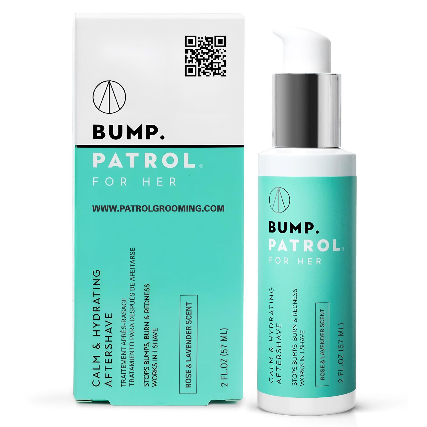 Bump Patrol For Her - Calm &amp; Hydrating Aftershave for Women - Razor Bumps, Razor Burn, and Ingrown Hair Treatment for Bikini Area, Underarms, and Legs (2oz)