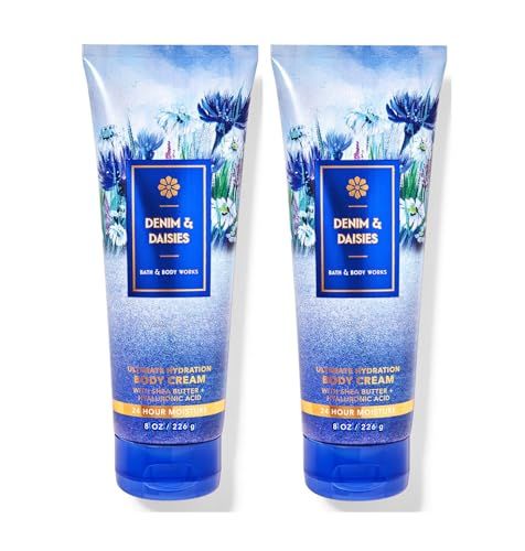 Bath &amp; Body Works Denim &amp; Daisies Ultra Shea Body Cream, 8oz Each, Pack of 2 (Denim &amp; Daisies)