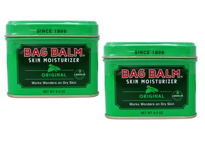 Bag Balm Vermont&#39;s Original for Cracked Hands, Dry Skin - Moisturizing Lotion Salve 8 Ounce - 2 Pack