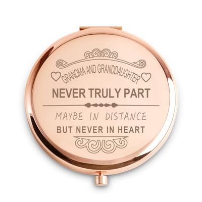 Grandma Gifts from Grandkids Granddaughter, Personalized Engraved Compact Mirror with Sentimental Quote for Grandmother Nana Grandparents, Sentimental Grandma Presents for Valentines Day, Birthday