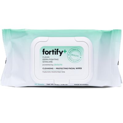 Fortify 9-in-1 Korean Facial Cleansing Wipes with Zeolite - Natural Germ-Fighting &amp; Hydrating - Protecting &amp; Refreshing - Clean Beauty Face Wipes - 30 Count