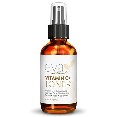 Eva Naturals Vitamin C Facial Toner - Hydrating, Pore Minimizer Face Toner for Men and Women with Witch Hazel &amp; Rose Water, Nourishes Skin Through Hydration - 4 Oz
