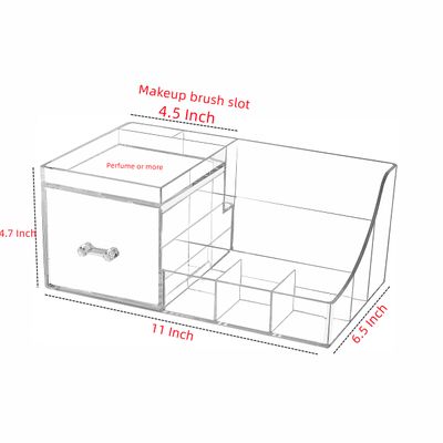 Cq acrylic1 Pack Clear Makeup Organizer Countertop,Stackable 1 Drawers Skincare Organizer,Cute Skin Care Organizer for Vanity Hair Clip,Jewelry,Beauty Product Desk and Make Up Organizers for Vanity