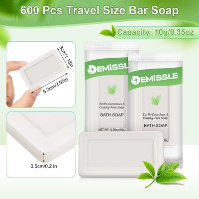 Demissle 0.35 Ounce Travel Size Soap Bars Face and Body Bar Soap Small Travel Soap Individually Wrapped Hotel Soap Bars for Vacation, Hospitality Hotels, Rentals, Camping, Guest Room (600 Pcs)