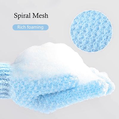 BlingKingdom 1 Pair Bath Gloves for Shower Exfoliating Wash Gloves Shower Mitts for Women Beauty Spa Massage Skin Shower Body Scrubber (Blue)