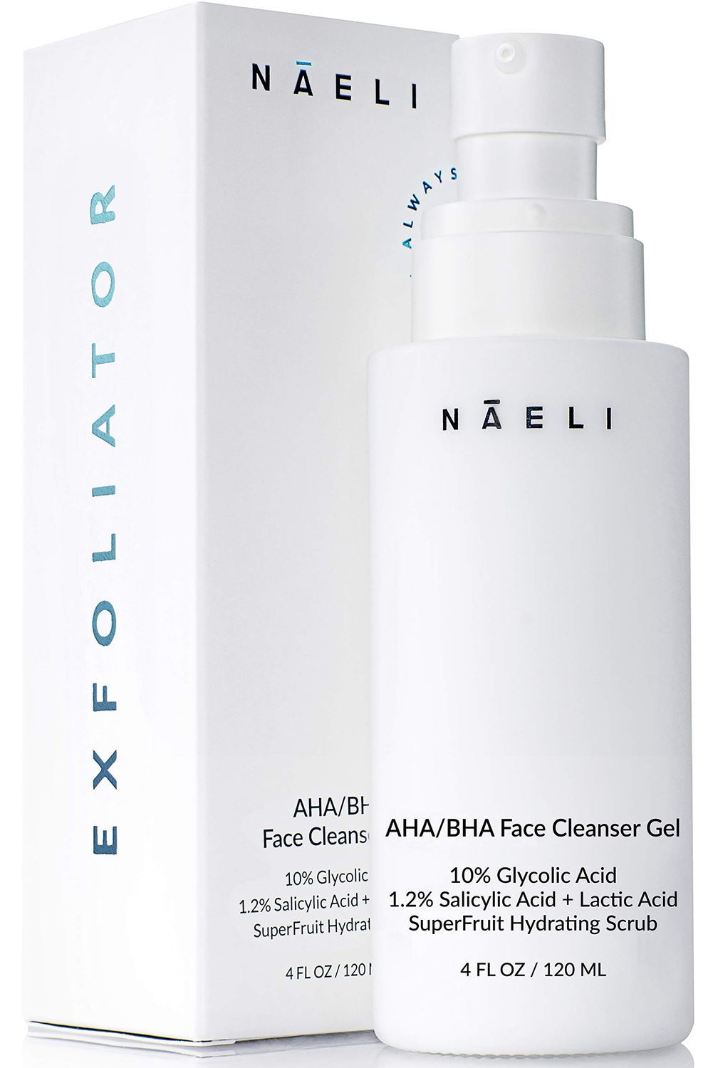 AHA/BHA Exfoliating Face Wash - 10% Glycolic Acid &amp; Salicylic Acid Cleanser, Anti Aging Acne &amp; Wrinkle Reducing Facial Exfoliant, Pore Minimizer &amp; Brightening Scrub - Vegan &amp; Cruelty Free, 4 oz