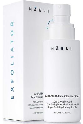 AHA/BHA Exfoliating Face Wash - 10% Glycolic Acid &amp; Salicylic Acid Cleanser, Anti Aging Acne &amp; Wrinkle Reducing Facial Exfoliant, Pore Minimizer &amp; Brightening Scrub - Vegan &amp; Cruelty Free, 4 oz