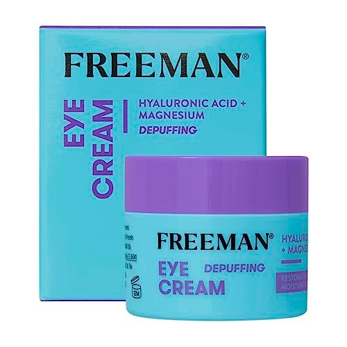 Freeman Eye Cream, Moisturizing Under Eye Cream For Dull &amp; Tired Eyes, Brightens &amp; Depuffs Undereye Skin, Helps Dark Circles, Infused With Magnesium &amp; Hyaluronic Acid, 0.5 fl.oz./ 15 mL Jar