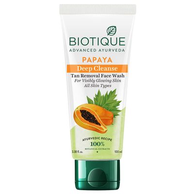 Biotique Bio Papaya Visibly Flawless Skin Face Wash, 100ml I All Skin Type I Dissolve Dead Surface Cells, Unclog Pore Openings