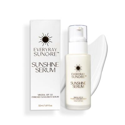 EveryRay Suncare - Sunshine Serum - Enriched Mineral Suncreen Serum - 1.69 fl oz - SPF 50 with skin hydrating squalane and Vitamin C - For All Skin Types and Skin Tones