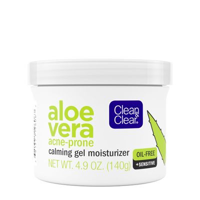 Clean &amp; Clear Aloe Vera Calming Gel Acne Facial Moisturizer for Acne-Prone &amp; Sensitive Skin, Oil-Free Daily Moisturizing Gel, 4.9 Oz