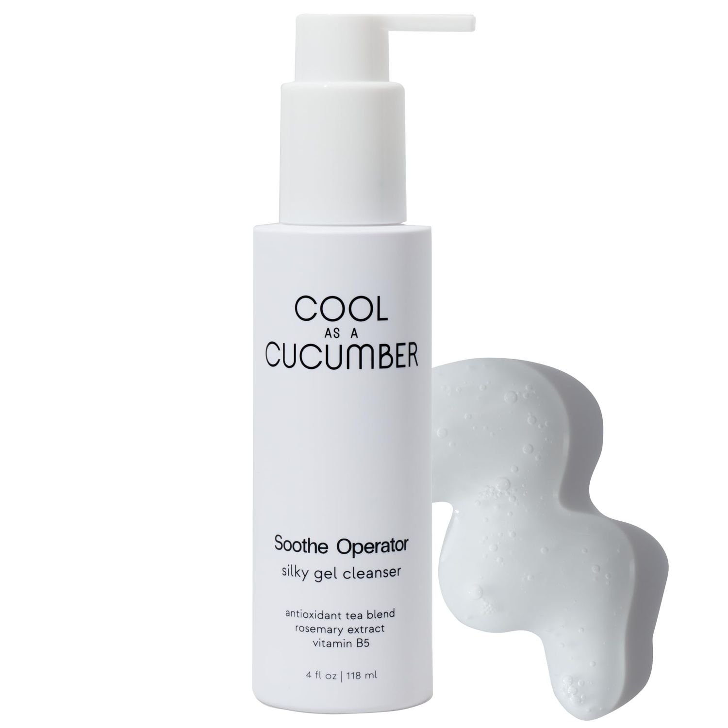 Cool as a Cucumber Soothe Operator Silky Gel Face Cleanser, Gentle Face Wash with Glycerin, Vitamin B5, Rosemary Extract, Vegan, Fragrance Free, Non-Comedogenic, Oil Free, Non-Stripping, 4 FL Oz