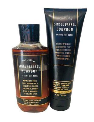 Bath &amp; Body Works Single Barrel Bourbon Men&#39;s 3-in-1 Hair, Face &amp; Body Wash and Body Cream 2 Piece Set