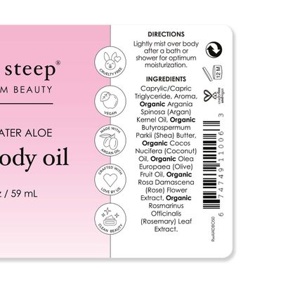 Deep Steep Dry Body Oil 2oz (Rosewater Aloe)