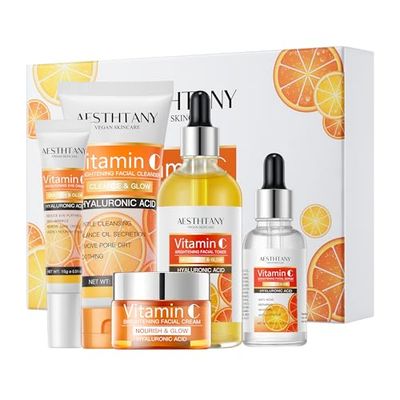 AESTHTANY Natural Skin Care Set Moisturizing Hyaluronic Acid Skin Care Kit 5PCS Women Beauty Set