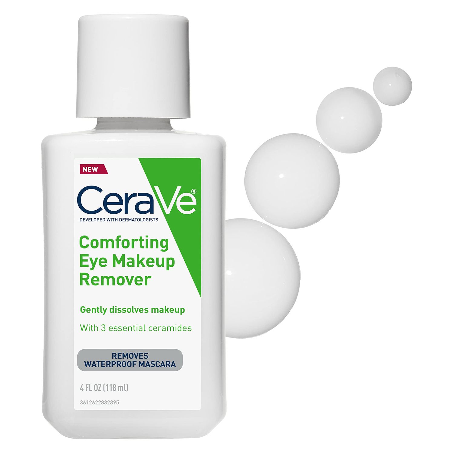 CeraVe Eye Makeup Remover with Hyaluronic Acid and Ceramides, Waterproof, Non-Comedogenic, Fragrance Free, Non-Greasy &amp; Ophthalmologist Tested, 4 Ounces