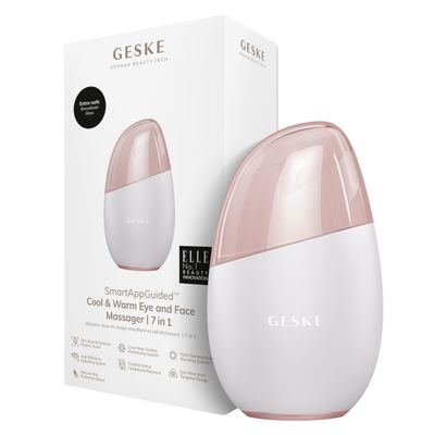 GESKE SmartAppGuided Cool &amp; Warm Eye &amp; Face Massager | 7 in 1 | Multi Massager | Face &amp; Neck | Battery-free Cooling &amp; Warming | Firms, Relaxes &amp; De-Puffs Skin | Eye-Nose Area Targeted Design