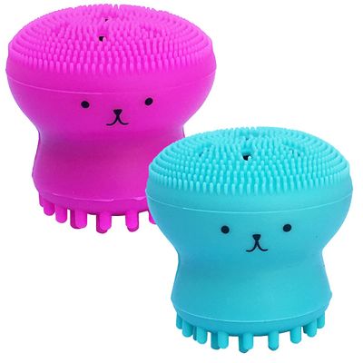 Duruan Facial Cleansing Brush Silicone Handheld Face Brush and Massager Octopus-Shaped Cleansing Brush for Deep Cleaning Gentle Exfoliating Skin Massage (Red+Blue(2Pcs))