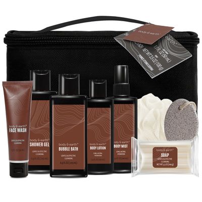 Gift Baskets for Men Body &amp; Earth Bath Set 8PC Mens Gift Set Birthday Gifts for Men Sandalwood Bath and Body Gift Set, Self Care for Men, Husband Men Christmas Gifts Christmas Gifts for Men