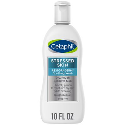 Cetaphil RESTORADERM Soothing Wash, 10 fl oz, Soothes Dry, Stressed Skin, Hypoallergenic, Soap &amp; Paraben Free, National Eczema Association Endorsed