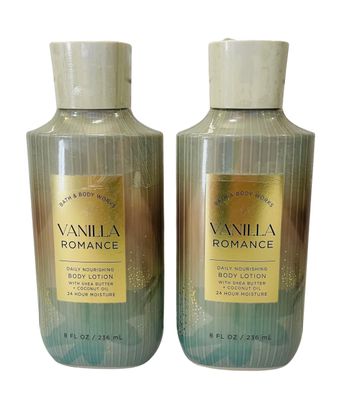 Bath &amp; Body Works Vanilla Romance Body Lotion 8 Ounces Each Pack of 2