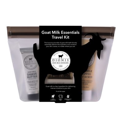 Dionis Goat Milk Skincare Vanilla Bean 6 Piece Self Care Essentials Travel Set - Bar Soap, Shave Butter, Hand Cream, Body Lotion &amp; Whipped Sugar Body Scrub In Resealable Leak Resistant Carrying Case