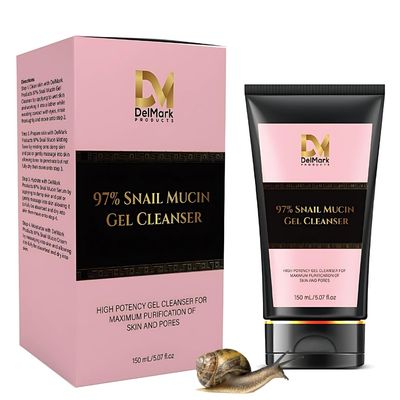 DelMark Products Snail Mucin Gel Cleanser, 5.07 Fl Oz / 150 mL, High Potency Gel Cleanser for Dry &amp; Sensitive Skin with Mucin 97% Power - Korean Skincare
