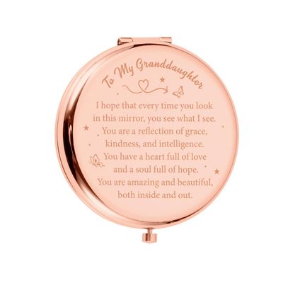 Compact Mirror, Teen Girl Gifts Trendy Stuff, Skin Care Set for Girls, Valentines Day Gifts for Granddaughter, Granddaughter Gifts from Grandma, Inspirational Pocket Mirror, Sweet 16 Gifts for Girls
